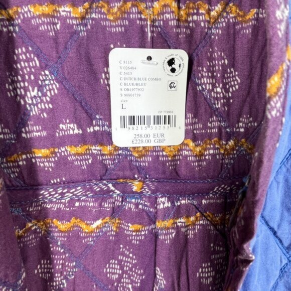 NWT Free People Jacket Womens Large Winnie Quilted Dutch Boho Patchwork Pockets - Picture 6 of 13
